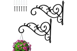 Moendergo Hängekorbhalterungen, 2 Stück 11,5-Zoll-Pflanzenaufhänger, Haken für Blumenampel, Wandbehang-Pflanzenhaken zum Aufhängen von Laternen, Solarleuchten, Windspielen, Schwarz