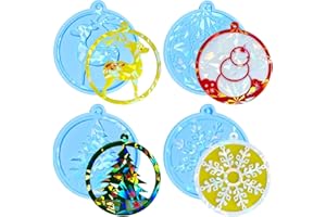 papasgix Lot de 4 moules en Silicone 3D Flocon de Neige en résine époxy Moule en Silicone Effet holographique Moule en résine de Noël pour Boules de Noël Décoration de Sapin de Noël (Bonhomme)