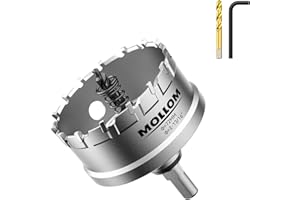 Mollom (72mm | 2-13/16'') Lochsäge T.C.T Schwerlast-Hartmetall-bestückt mit 2 Führungsbohrern für Edelstahl, Baustahl, Eisen, Kupfer, Messing, Kunststoff