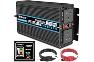 NOVOPAL Power Inverter Pure Sine Wave-1000 Watt 12V DC to 230V/240V AC Converter-2AC Outlets Car Inverter with One USB Port-5 Meter Remote Control And Two Cooling Fans-Peak Power 2000 Watt