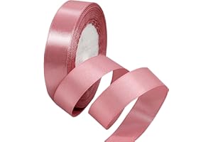 POPOYU 22m Dusty Pink Ribbon Dusty Pink Satin Ribbon 20mm, Dusty Pink Hair Ribbon Cake Bows for Easter Gift Wrapping Fabric Polyester Satin Ribbon for Gift Wrapping Hair Bows Cake Easter Decoration Balloons