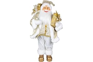 Christmas Paradise stehender Weihnachtsmann Fredrik 60cm Weiß-Gold Deko-Figur Santa Nikolaus