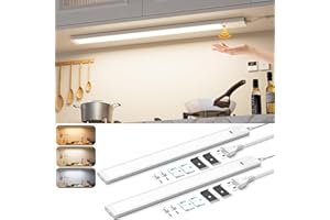 Lureshine Réglette LED Cuisine de 41 cm 2 pièces, Dimmable Lampe Led Detecteur De Mouvement Interieur, 3 températures Lumiere reglette led cuisine Adaptée Armoires et plans de travail.