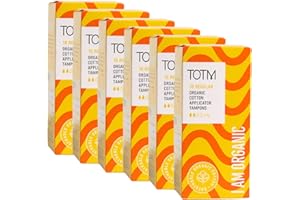 TOTM Regular Applicator Tampons | Certified Organic Cotton | Plastic-Free applicators & Wrappers | Naturally Soft, Absorbent & Super Comfy | 6 Packs | 96 tampons