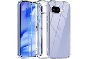 COPIKE Funda Antigolpes para Google Pixel 9A con 2 Protectores de Pantalla, Carcasa Delgada Anti-Amarillo Antiarañazos PC Duro Respaldo, Transparente