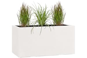 Pflanzwerk® TUB Sand Plant Pot 30 x 60 x 30 cm XXL - Rectangular - Large Fibreglass Flower Pot for Outdoor and Indoor Use - Frost Resistant - UV Protection - Brand Quality