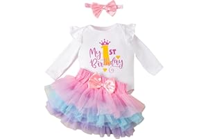 Winmany Set gonna tutù a maniche lunghe, per il primo compleanno, per la festa