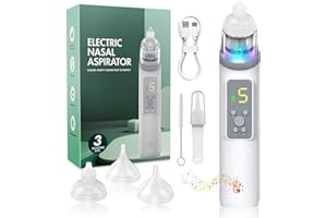 ‎VITCOCO Nasensauger Baby VITCOCO Elektrischer Nasensauger für Babys 5 Saugstärken,Niedriger Lärm Wiederaufladbar mit Licht- und Musikfunktion 3 Silikon-Saugköpfe für unterschiedliche Altersgruppen