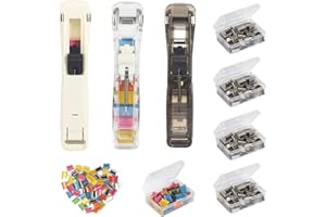 DUTIFUL Hefter Hefter Clip Reusable Creative Stapler Mini Push Hefter Set mit 250 Stück Wiederverwendbare Heftklammern Ergonomisches Design mit für Büro Home Schulbedarf