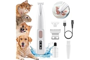 WBBRBBR Paw Trim Pro, Haustierhaarschneider mit LED-Licht, Pfotentrimmer für Hunde, Leise Hundeschermaschine, USB Wiederaufladbar Schermaschine Hund, Haustier Rasierer Für Pfoten, Augen, Ohren, Gesicht, Körp