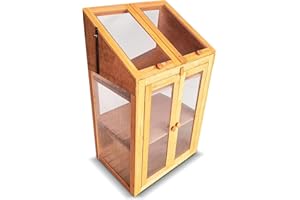 Raxter 3 Tier Garden wooden greenhouse cold frame with Polycarbonate Semi Transparent Glazing indoor outdoor portable growhouse for vegetables & plants growth grozone with Double Door & Lockable lid