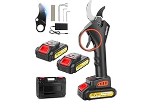 MUATCTAROM Tijeras de Podar Electricas,33mm 21V Potentes Tijeras de Podar con 2 x 2000mAh Baterías, 800W Larga Duración, Silenciosa,Podadoras Profesionales sin Escobillas para Jardinería,árboles Frutales,Viñedos