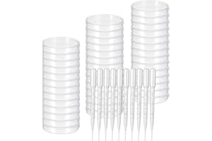 YINZZTRY YINZZTR Petrischale Kunststoff, Transparente Steril Petrischalen, Labor Zellgewebe Petrischalen, Sterile Bakterienkulturschale mit Deckel 35 mm, für Laborkultur Bakterienhefe, 30 Stück