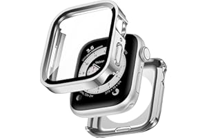 Kawoco 2 in 1 Wasserdicht Hülle für Apple Watch 44mm Series 6/5/4/SE mit Tempered Glas Displayschutz, 360° Rundum PC Front & Rückseite Gehäuse Schutzhülle für iWatch 44mm Silber