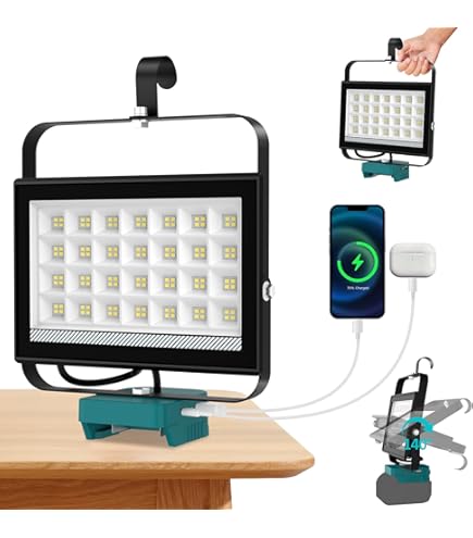 Paar acculamp voor Makita 18 V, 27 W led-spot outdoor acculamp, multifunctionele led-spot batterij, draagbare werklamp, zaklamp voor onderhoudswerkzaamheden, camping