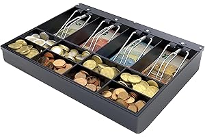 ACROPAQ - Plateau de tiroir-caisse - Compatible avec tous les tiroirs-caisses de 33 cm de large, 4 compartiments à monnaie et 8 compartiments à billets - Noir