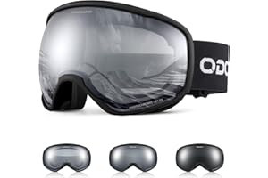 Odoland Lunettes de Ski Lentille Photochromique, Masque de Ski et Snowboard Anti-UV400, Anti-Buée,avec Grande Lentille Sphérique pour Homme Femme, Skating, Surf des neiges