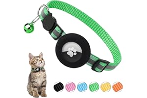 Ledeak Airtag Collar Gato Reflectante Antiahogo Compatible GPS, con Cascabeles y Hebilla Segura para Gatitos y Cachorros (Verde Claro)