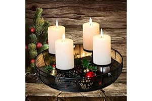 DFADKYWU Adventskranz Metall Schwarz, Schwarz Adventkranz Gestell Adventskerzenhalter Schale, Moderner Kerzenhalter für 4 Stumpenkerzenn, Runder Kerzenhalter für Advent Weihnachtsdeko