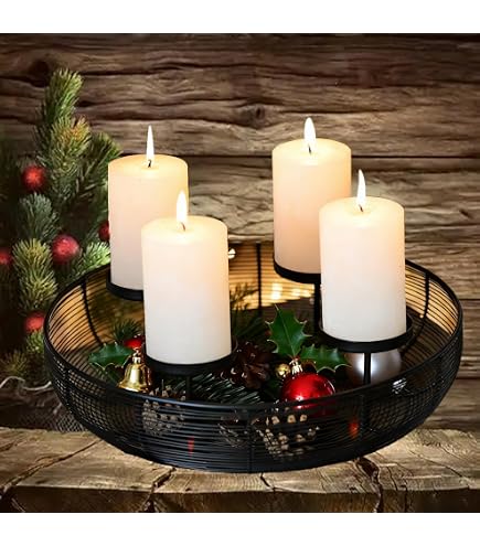 Kerzenhalter Für Adventskranz – 4er-Set Aus Metall, Schwarz, Mit Edelstahl-Dornen (für Stumpenkerzen)