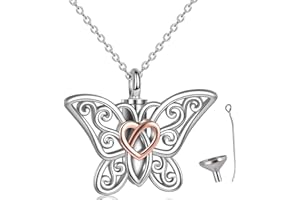 Canghai Rousa Butterfly Cremation Urn Necklace for Ashes, Alloy Keepsake Pendant Necklace Ashes Holder Memorial Jewelry for Human or Dog Pet