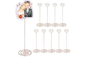 HomWanna Table Number Holders 10Pcs - 8.75 inch Heart Shaped Place Card Holder Tall Table Number Stands for Wedding Party Graduation Reception Restaurant Home Centerpiece Decoration Memo (Rose Gold)