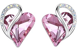 Leafael Cuore d'amore infinito orecchini donna argento, Pietra di nascita orecchini da donna con cristalli curativi, Senza allergie gioielli donna, Regalo Donna con scatola regalo inclusa