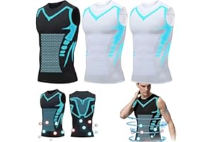 GOZYLA Debardeur Homme, Débardeurs Compression Corset Amincissant Tee Shirt sans Manche Hommes Gynécomastie Gaine Gilets Sport Mise Forme Ionique