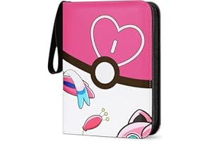 GECO Album pour cartes à collectionner - Album de cartes à collectionner avec fermeture éclair - Relieur 4 poches - 55 pages pour 440 cartes - Love Ball-Design - Rose