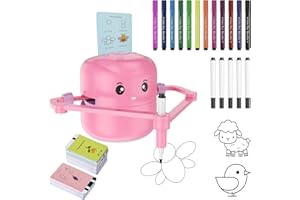 TLPEMN Robot Qui Dessine Tout Seul, Robot Dessinateur Enfant avec Interaction Vocale, 150 Cartes et 12 Crayons, Jouet éducatif Montessori pour Garçons et Filles de 5 Ans et Plus, Rose