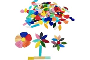 BTMIEY Lot de 8 fleurs + 60 feuilles + 40 bandes de mosaïque en verre teinté pour loisirs créatifs, décoration d'intérieur, décoration intérieure et extérieure avec boîte de rangement (fleurs + feuilles +