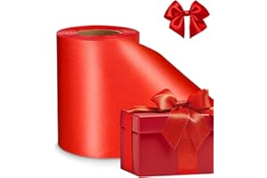 KURENY Rotes Band, Geschenkband Rot, 22 m x 10 cm Große Schleife Satinband, Breit Geschenkband Große Schleife Satinband für Verpacken von Geschenken Weihnachten Hochzeit Dekorieren Eröffnungszeremonie