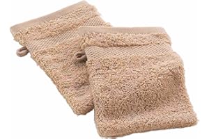 Douceur d'Intérieur 2 Gants de Toilette (15 x 21 cm) Elegance Noisette, 100% Coton Uni