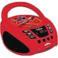 Lexibook, Miraculous Ladybug Cat Noir, Radio CD player, microphone jack, aux-in jack, AC or battery-operated, Red/Black, RCD108MI