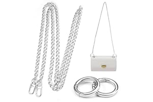 LUMINARYLAIR 120cm Cadena de Metal Plateada Correa de Hombro para Bolso, Cadena de Bolso Plateado 2 Anillos Mosquetón O-Ring, Cadena de Repuesto de Metal de Cartera, para DIY Bolso Cruzado, Bolso de Mano