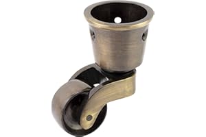 BULLDOG CASTORS Rueda de latón macizo con rueda de 28 mm (pieza única) – latón macizo genuino – Efecto antiguo vintage – Montaje estilo copa – Compañía del Reino Unido