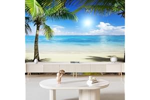 FENDROM Ocean Beach Tapestry Tropical Seaside Island Palm Tree Waves Tapestries Window View Summer Clear Sea Paradise Landscape Wall Hanging for Living Room Bedroom Home Decor