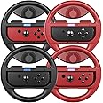 COODIO Switch Wheel, Switch Racing Wheel, Joy-Con Steering Wheel For Mario Kart 8 Deluxe / Nintendo Switch & OLED Model, Black / Red (4 Packs)