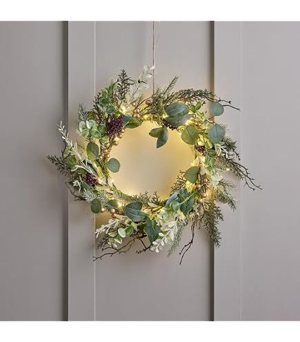 Couronne D'automne Décorative Avec Guirlande LED - 40 Cm, Feuilles D'érable Artificielles, Lumière Blanc Chaud à Piles - 2