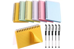 Swpeet 76,2x127mm 300 fogli Multicolor Index Cards con 5Pcs penna, Spirale rilegato Lined Index Cards, Carte indice con cornice colorate per Notecards per lo studio della scuola di infermieristica