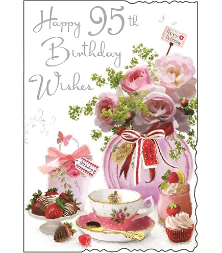 Cherry Orchard Geburtstagskarte Zum 95. – Elegantes Design Mit Goldfolie, Inkl. Goldfarbenem Umschlag