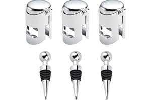 HAOCHEN 6 Stück Flaschenverschlüsses Set, 3 Stück Weinflaschenverschluss, 3 Stück Sektverschluss, Wein Stopfen, Weinstopper aus Edelstahl für Weinsammlung, Wein, Champagner, Beer Saver Sealer