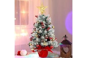 KAHEIGN mini choinka, 60 cm sztuczna choinka stołowa sosna doniczkowa mała choinka z bombką czerwona jagoda szyszka gwiazda na boże narodzenie domowe biuro dekoracje stołu