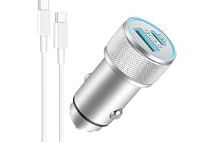 LUOSIKE Cargador Coche Carga Rápida y Cable USB C, Cargador Mechero 2 Puertos 38W y Cable Tipo-C 1m, Adaptador USB C con PD/QC, Compatible con iPhone 15, Samsung Galaxy S24/S23/S22, Google Pixel 8/7/6