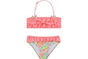POWER FLOWER Maillot de Bain Filles 2 Pieces Bikini Maillot de Bain Maillots Deux Pièces Fille Ébouriffer pour Les Tout-Petits de 4 à 16 Ans