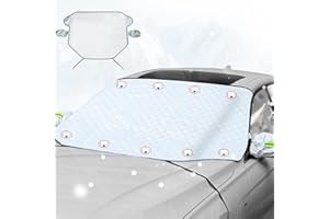 Zaxiva Universal Cubierta de Parabrisas Coche con la Cubierta del Espejo Lateral, Protección apto Para Coches, SUVs, Furgonetas y Camiones, Protector Parabrisas con Bordes Magnéticos Correa, 165x126cm