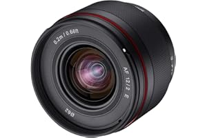 Samyang AF 12 mm F2.0 E Obiettivo per Sony E – autofocus APS-C grandangolare focale obiettivo per Sony E Mount APSC, per fotocamere Sony Alpha 6600 6500 6400 6300 6100 6000 5100 5000 NEX nero