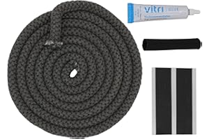 KAMINOVA Kamindichtung im Set, 2m ø12mm, für viele Wamsler Kaminofen Modelle - Dichtung inkl. Kleber, Abbinder, Hülse und Einbauanleitung