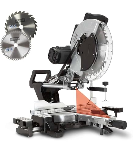 Yato XXL Zug-Kapp-Gehrungssäge Mit Laser – 1800W, 5000 U/min, 305 Mm Sägeblatt, Schnitt Bis 105 Mm
