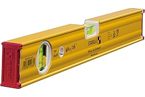 STABILA Wasserwaage Type 80 AS, 40 cm, verstärktes Alu-Profil, 1 Horizontal-Libelle, 1 Vertikal-Libelle, integrierte Rutsch-Stopper, Made in Germany